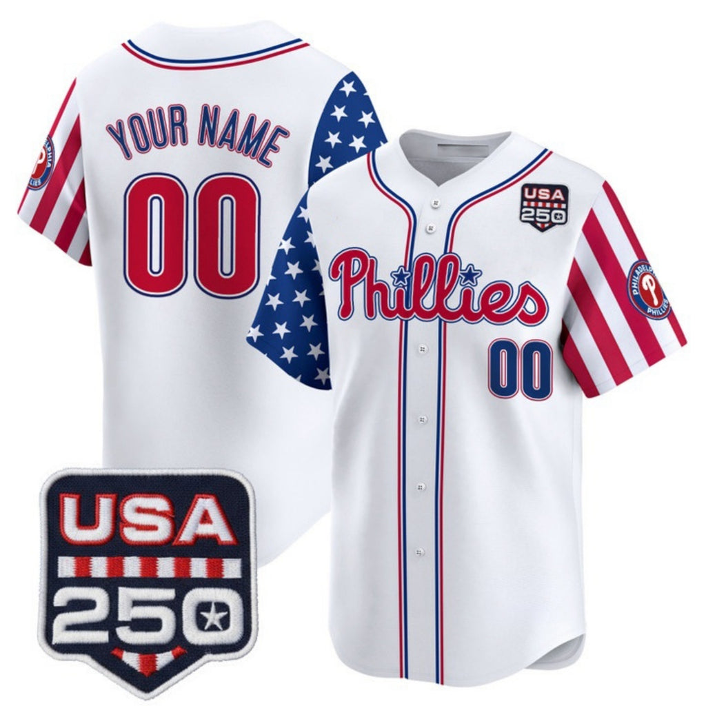 Custom Philadelphia Phillies America 250 Edition Vapor Premier Limited White BFRAILEY Stitched Jerseys-1