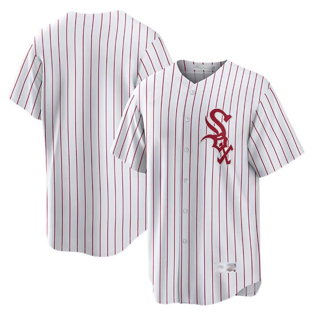 Chicago White Sox Blank Player Red BFRAILEY Stripe White Home Game Stitched Jerseys