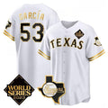 Texas Rangers & Cowboys #53 Adolis Garc¨ªa White BFRAILEY 2023 World Series Splite Stitched Jersey