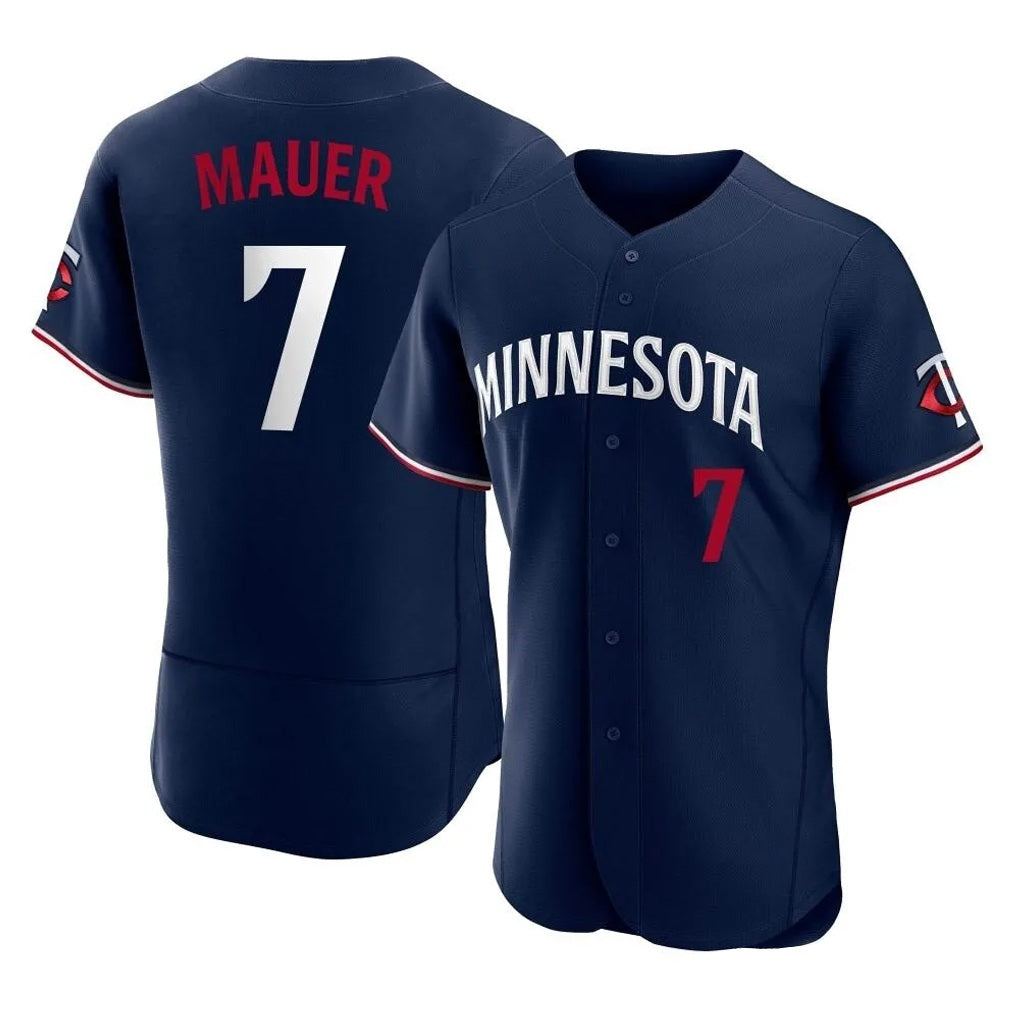 Minnesota Twins #7 Joe Mauer Player Navy BFRAILEYReplica Home Limited Elite Stitched Jerseys