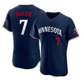 Minnesota Twins #7 Joe Mauer Player Navy BFRAILEYReplica Home Limited Elite Stitched Jerseys