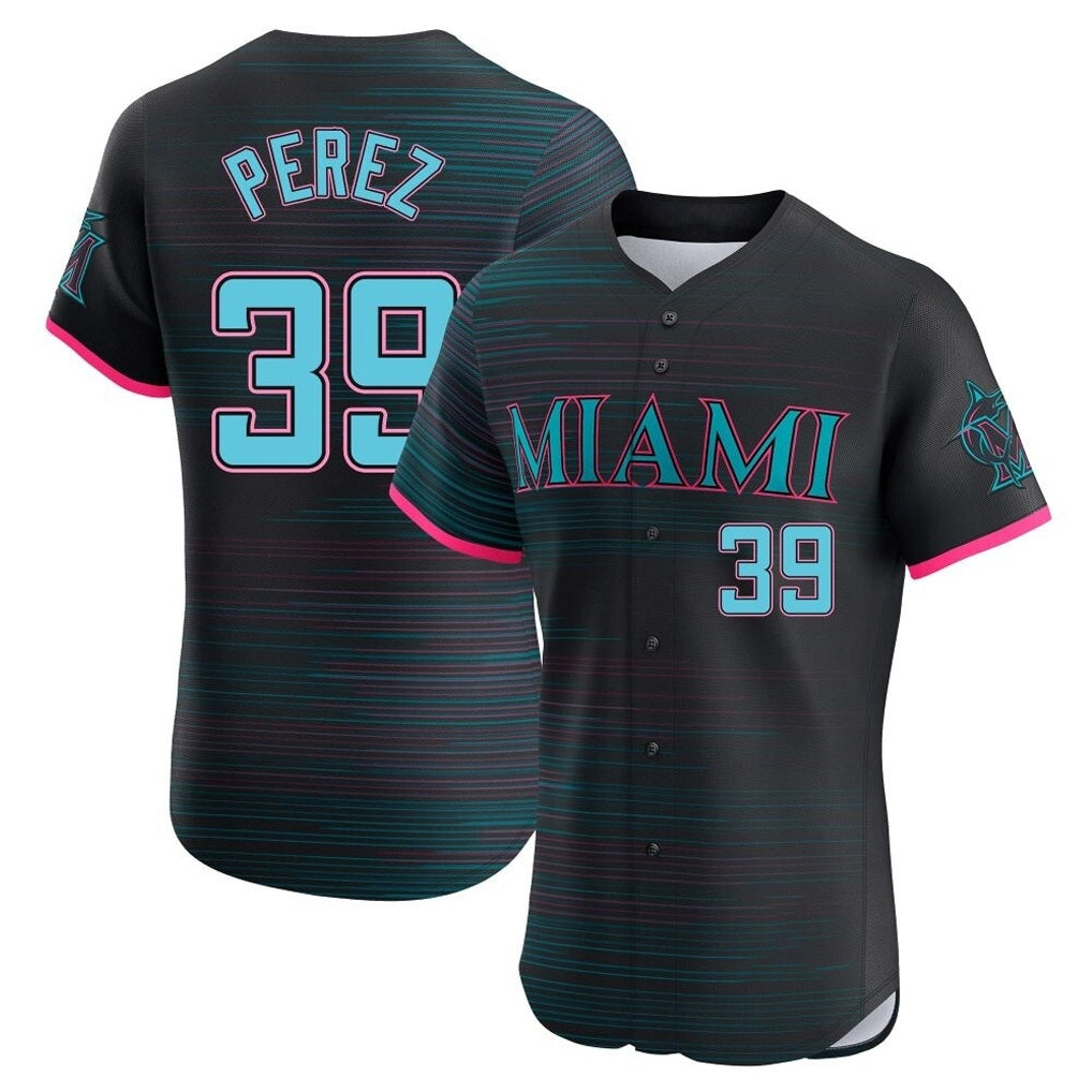 Miami Marlins #39 Eury Perez Player Black BFRAILEY City Connect Home Limited Elite Stitched Jerseys