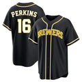 Milwaukee Brewers #16 Blake Perkins Player Black BFRAILEY Fashion Out Home Game Stitched Jerseys