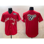 Toronto Blue Jays Team Big Logo Red BFRAILEY 2025 World Series Home Cool Base Stitched Jersey