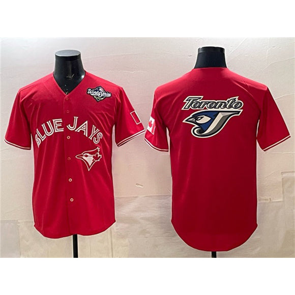 Toronto Blue Jays Team Big Logo Red BFRAILEY 2025 World Series Home Cool Base Stitched Jersey