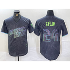 Tampa Bay Rays #24 Zach Eflin Charcoal BFRAILEY 2024 City Connect Limited Cool Base Jersey