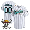 Custom Miami Marlins x One Piece Pinstripe White BFRAILEY Vapor Premier Limited Jersey - Stitched