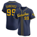 Milwaukee Brewers #99 Gary Sanchez Player Navy BFRAILEY Home Limited Elite Stitched Jerseys