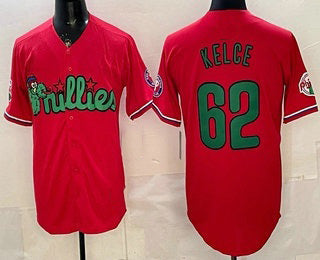Philadelphia Phillies #62 Jason Kelce Red BFRAILEY Limited Stitched Jersey