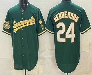 Oakland Athletics #24 Rickey Henderson 2026 Green BFRAILEY Alternate Sacramento Celebrating 125 Years Limited Jersey