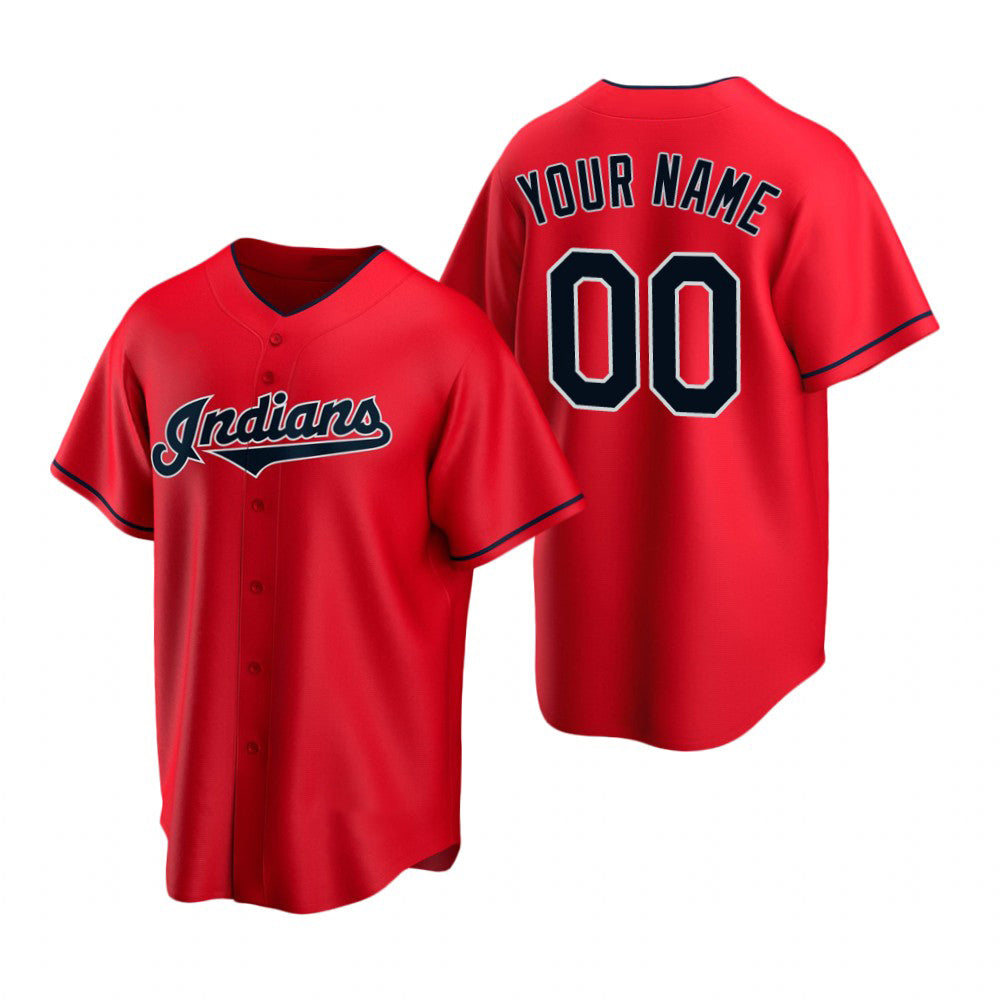 Custom Cleveland Indians Red BFRAILEY Stitched Cool Base Jersey