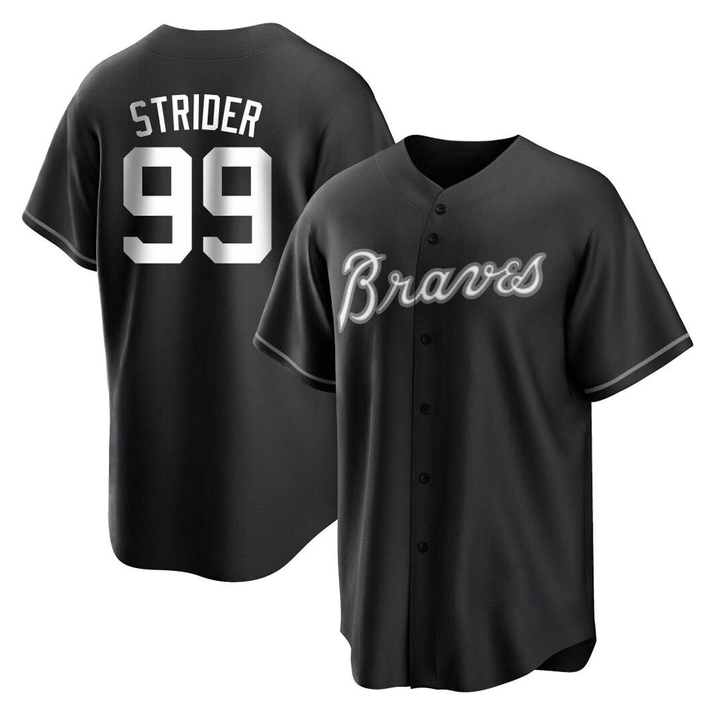 Atlanta Braves #99 Spencer Strider Player Black BFRAILEY Home Game Stitched Jerseys