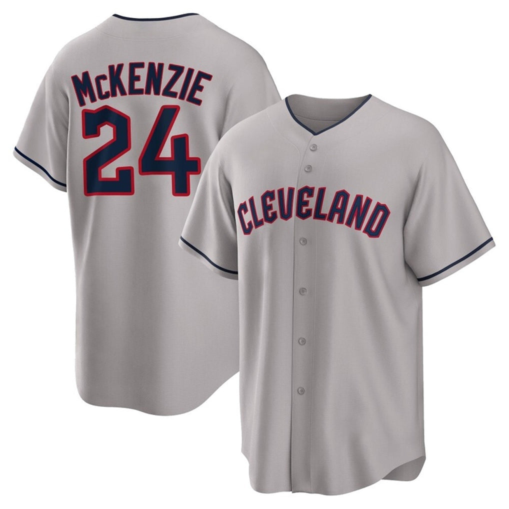 Cleveland Guardians #24 Triston McKenzie Player Gray BFRAILEY Game Home Stitched Jerseys
