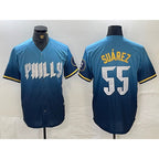 Philadelphia Phillies #55 Ranger Suarez Blue BFRAILEY 2024 City Cool Base Jersey