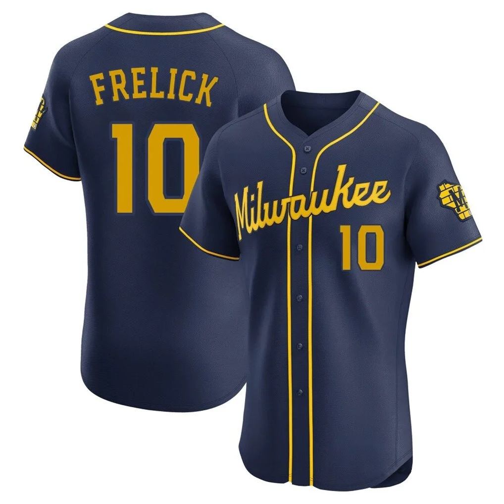 Milwaukee Brewers #10 Sal Frelick Player Navy BFRAILEY Home Limited Elite Stitched Jerseys
