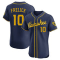 Milwaukee Brewers #10 Sal Frelick Player Navy BFRAILEY Home Limited Elite Stitched Jerseys
