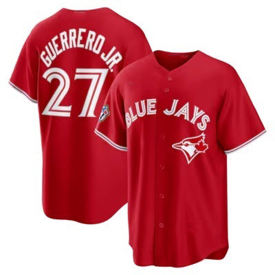 Toronto Blue Jays #27 Vladimir Guerrero Jr. Red BFRAILEY 50th Anniversary Alternate Limited Jersey