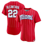 Miami Marlins #22 Sandy Alcantara Player Red BFRAILEY City Connect Home Limited Elite Stitched Jerseys