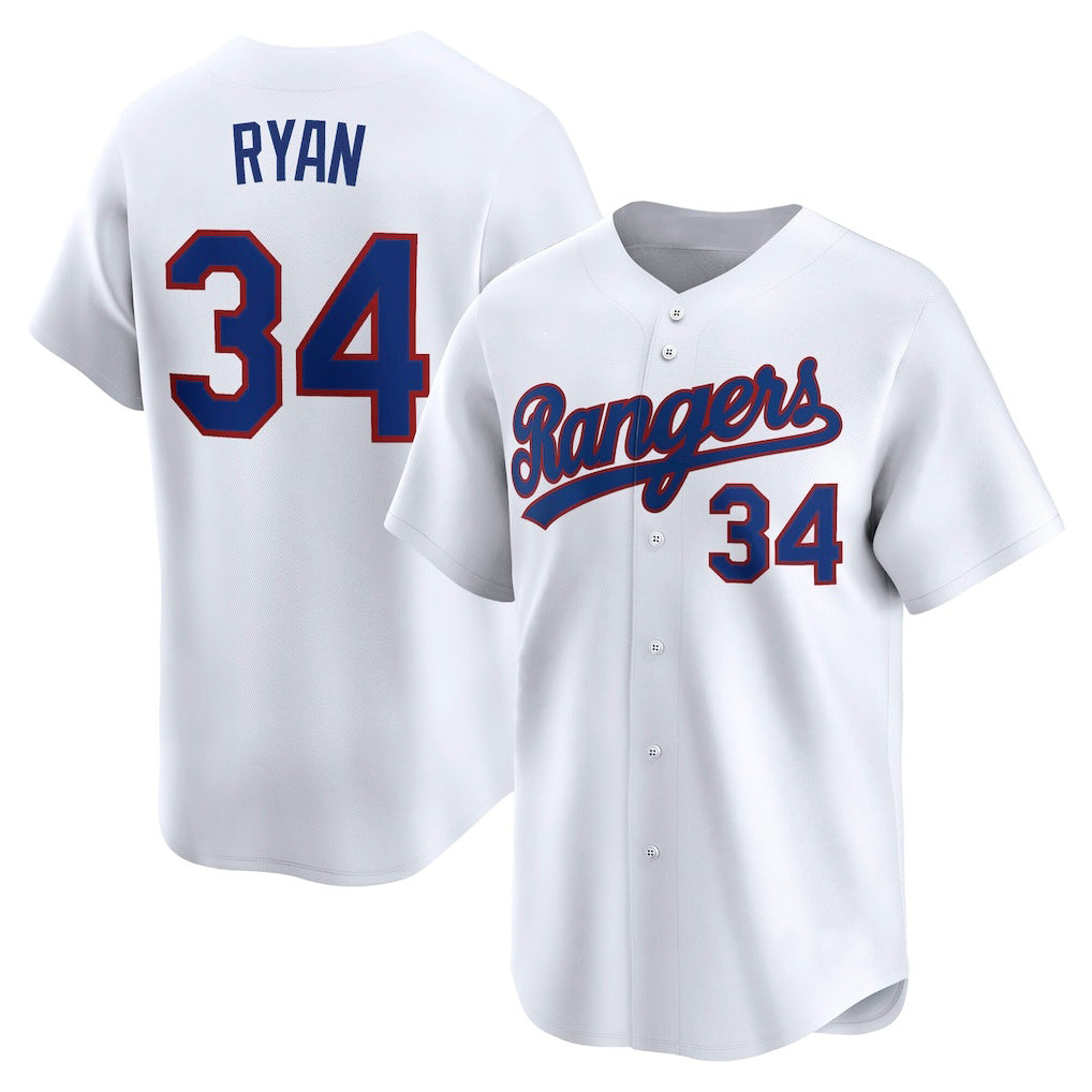 Texas Rangers #34 Nolan Ryan White BFRAILEY Throwback Cooperstown Collection Limited Jersey