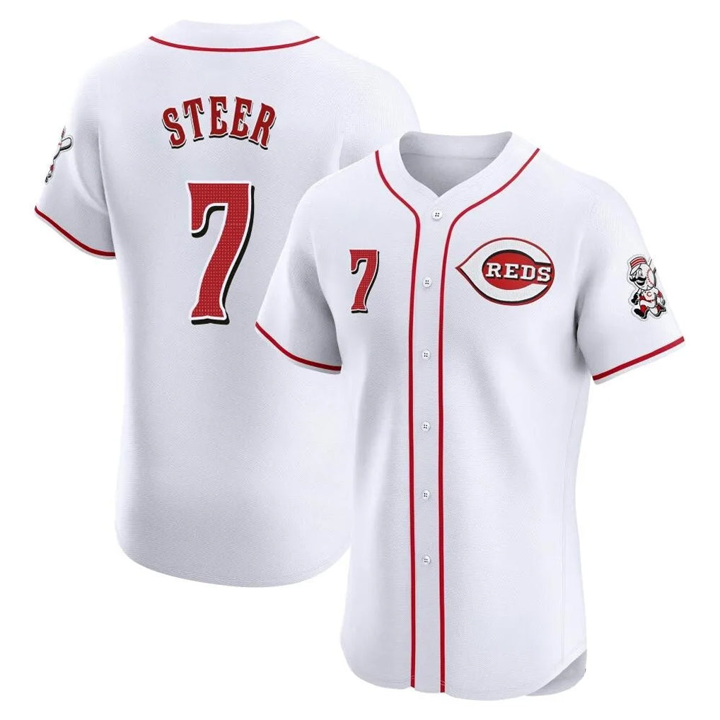 Cincinnati Reds #7 Spencer Steer Player White BFRAILEY Limited Elite Home Stitched Jerseys