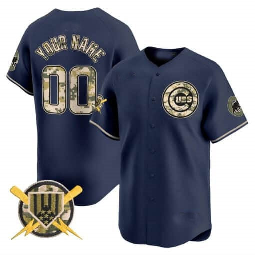 Custom Chicago Cubs Armed Forces Day Vapor Premier Limited Jersey ¨C Navy BFRAILEY