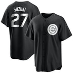 Chicago Cubs #27 Seiya Suzuki Player Black BFRAILEY Game Stitched Jerseys