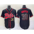 Cincinnati Reds #30 Ken Griffey Jr Number Black BFRAILEY 2023 City Connect Cool Base Stitched Jerseys