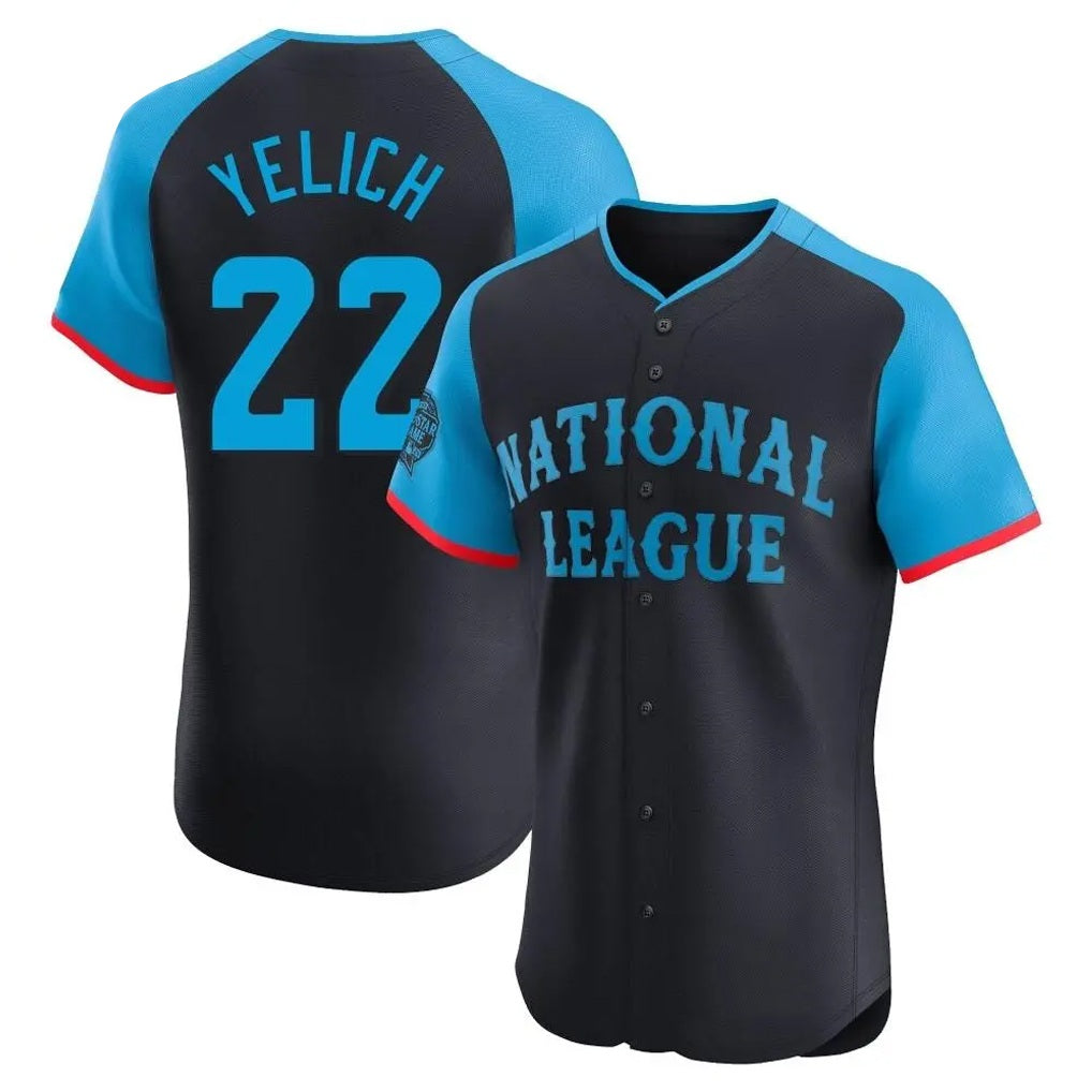 Milwaukee Brewers #22 Christian Yelich Player Navy BFRAILEY Limited National League All-Star Home Limited Elite Stitched Jerseys