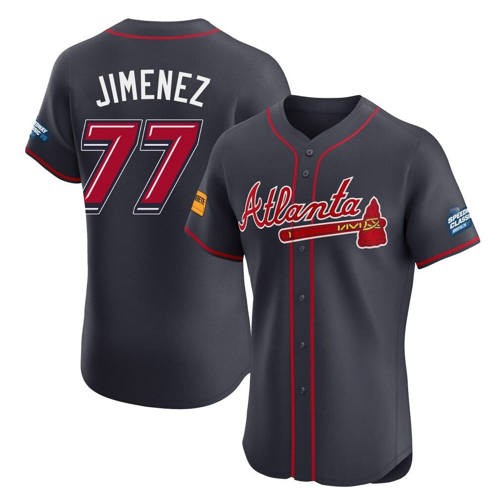 Atlanta Braves #77 Joe Jimenez Player Navy BFRAILEY 2025 Speedway Classic Limited Elite Home Game Stitched Jerseys