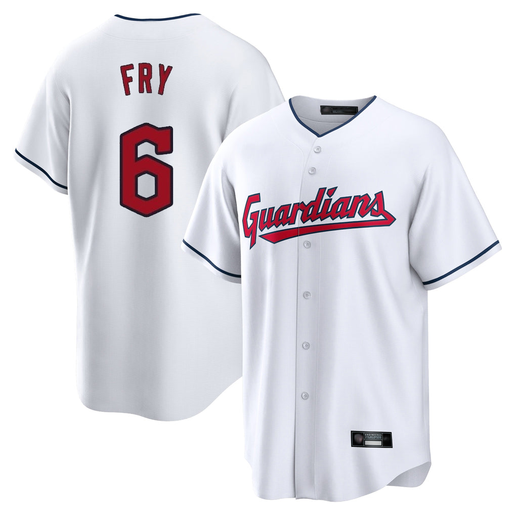 Cleveland Guardians #6 David Fry Player White BFRAILEY Home Game Stitched Jerseys