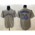 Toronto Blue Jays #36 Davis Schneider Gray BFRAILEY 2025 World Series Cool Base Stitched Jersey