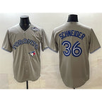 Toronto Blue Jays #36 Davis Schneider Gray BFRAILEY 2025 World Series Cool Base Stitched Jersey