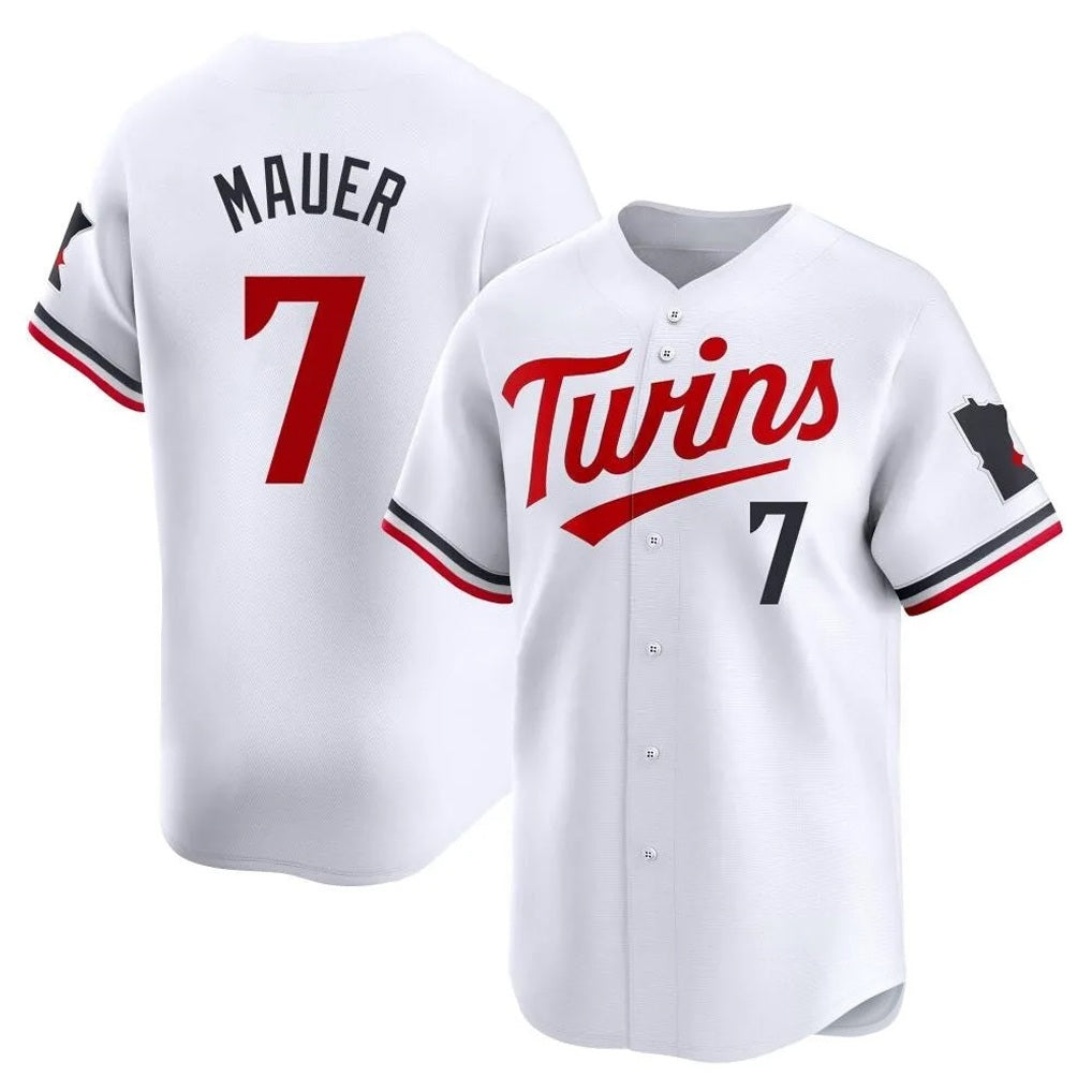 Minnesota Twins #7 Joe Mauer Player White BFRAILEYHome Limited Stitched Jerseys