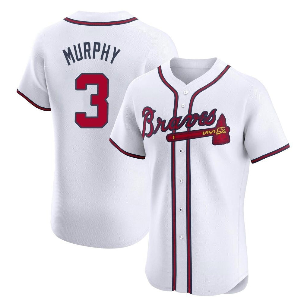Atlanta Braves #3 Dale Murphy Player White BFRAILEY Limited Elite Home Game Stitched Jerseys