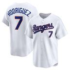Texas Rangers #7 Ivan Rodriguez White BFRAILEY Throwback Cooperstown Collection Limited Jersey