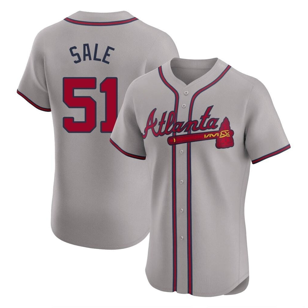 Atlanta Braves #51 Chris Sale Player Gray BFRAILEY Limited Elite Home Game Stitched Jerseys