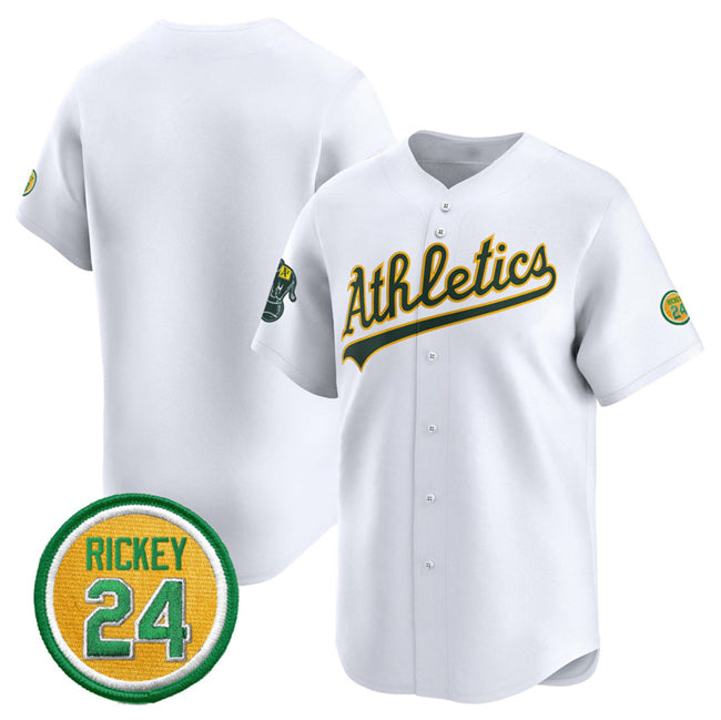 Oakland Athletics Blank White BFRAILEY 2024 Home Limited With Rickey Henderson Patch Stitched Jersey
