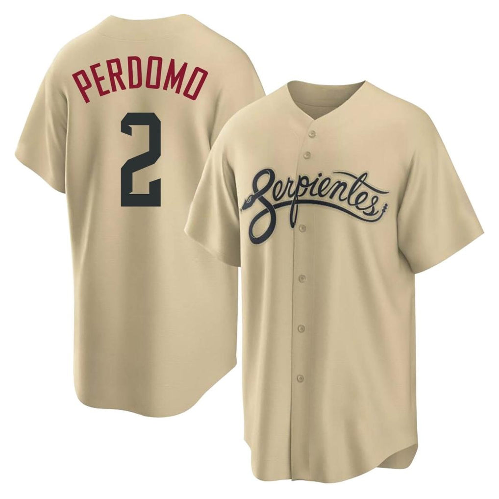 Arizona Diamondbacks #2 Geraldo Perdomo Player Tan BFRAILEY City Connect Home Game Stitched Jerseys