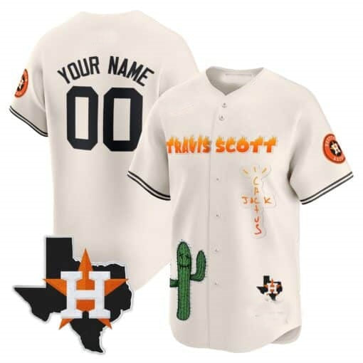 Custom Houston Astros Cactus Jack Patch Vapor Premier Limited Jersey V9 ¨C Stitched-Cream BFRAILEY