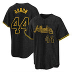 Atlanta Braves #44 Hank Aaron Player Black BFRAILEY Snake Skin City Home Game Stitched Jerseys