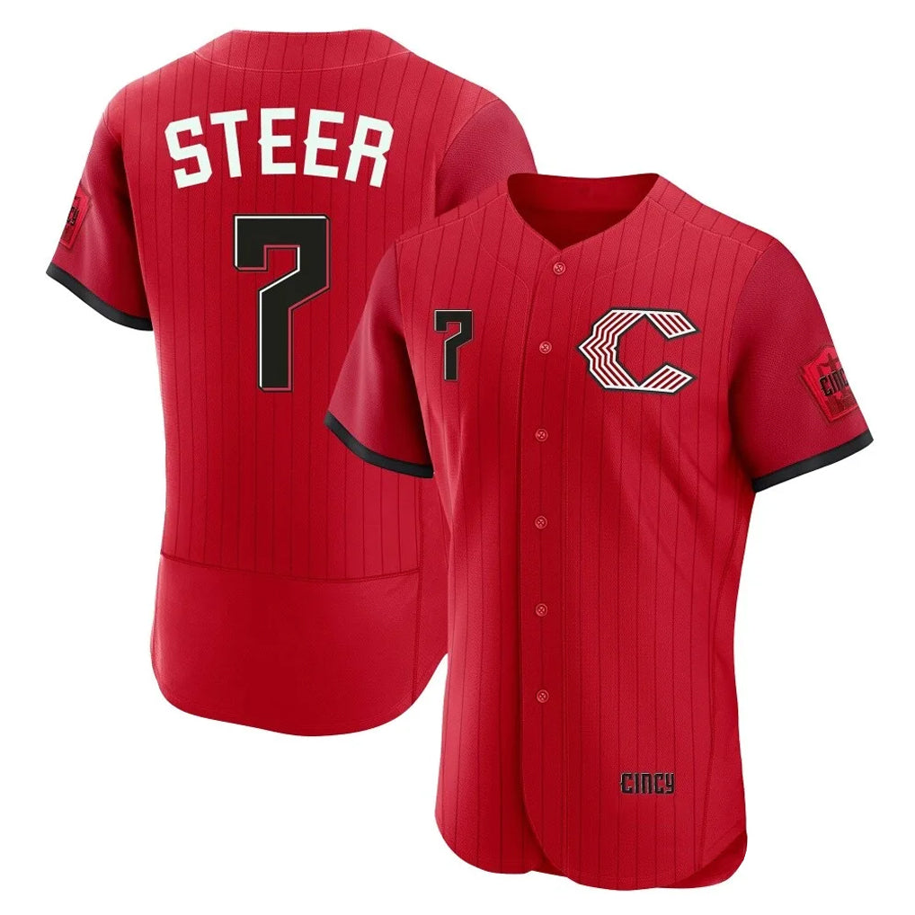 Cincinnati Reds #7 Spencer Steer Player Red BFRAILEY 2026 City Connect Limited Elite Home Stitched Jerseys