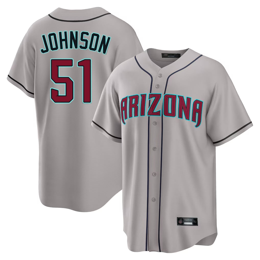 Arizona Diamondbacks #51 Randy Johnson Player Gray BFRAILEY Road Home Game Stitched Jerseys