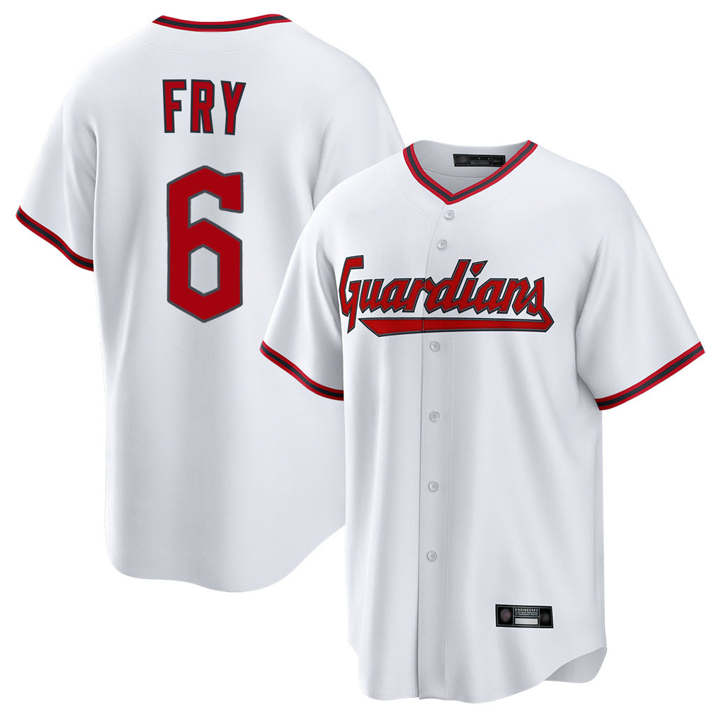 Cleveland Guardians #6 David Fry Player White BFRAILEY Game Home Stitched Jerseys