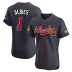 Atlanta Braves #1 Ozzie Albies Player Navy BFRAILEY 2025 Speedway Classic Limited Elite Home Game Stitched Jerseys
