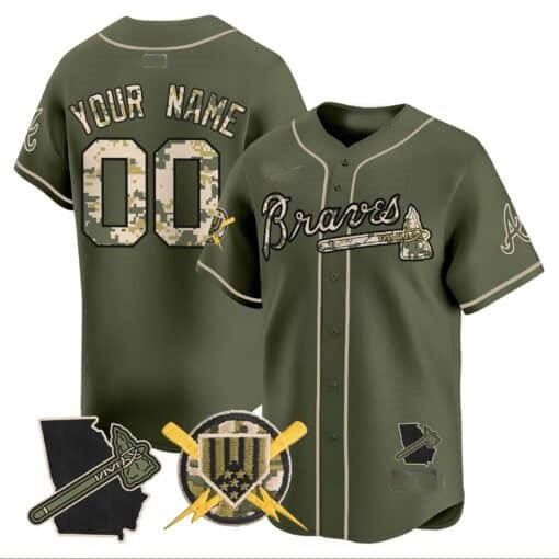 Custom Atlanta Braves Armed Forces Day Vapor Premier Limited Jersey ¨CGreen BFRAILEY