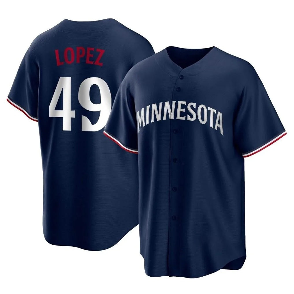 Minnesota Twins #49 Pablo Lopez Player Navy BFRAILEYReplica Alternate Home Stitched Jerseys