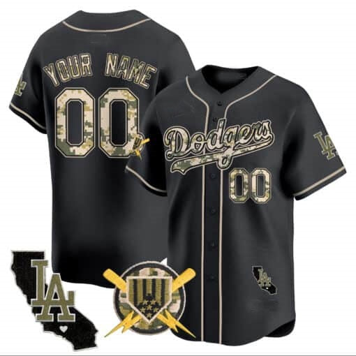 Custom Los Angeles Dodgers Armed Forces Day Vapor Premier Limited Jersey ¨C Black BFRAILEY