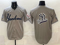 New York Yankees Team Big Logo Grey BFRAILEY With Patch Limited Stitched Jersey