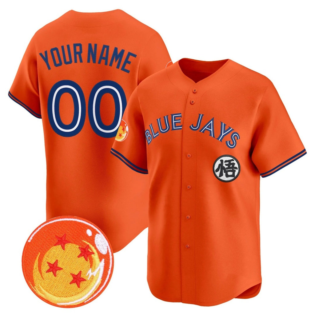 Custom Toronto Blue Jays x Dragon Ball Orange BFRAILEY Vapor Premier Limited Jersey - All Stitched