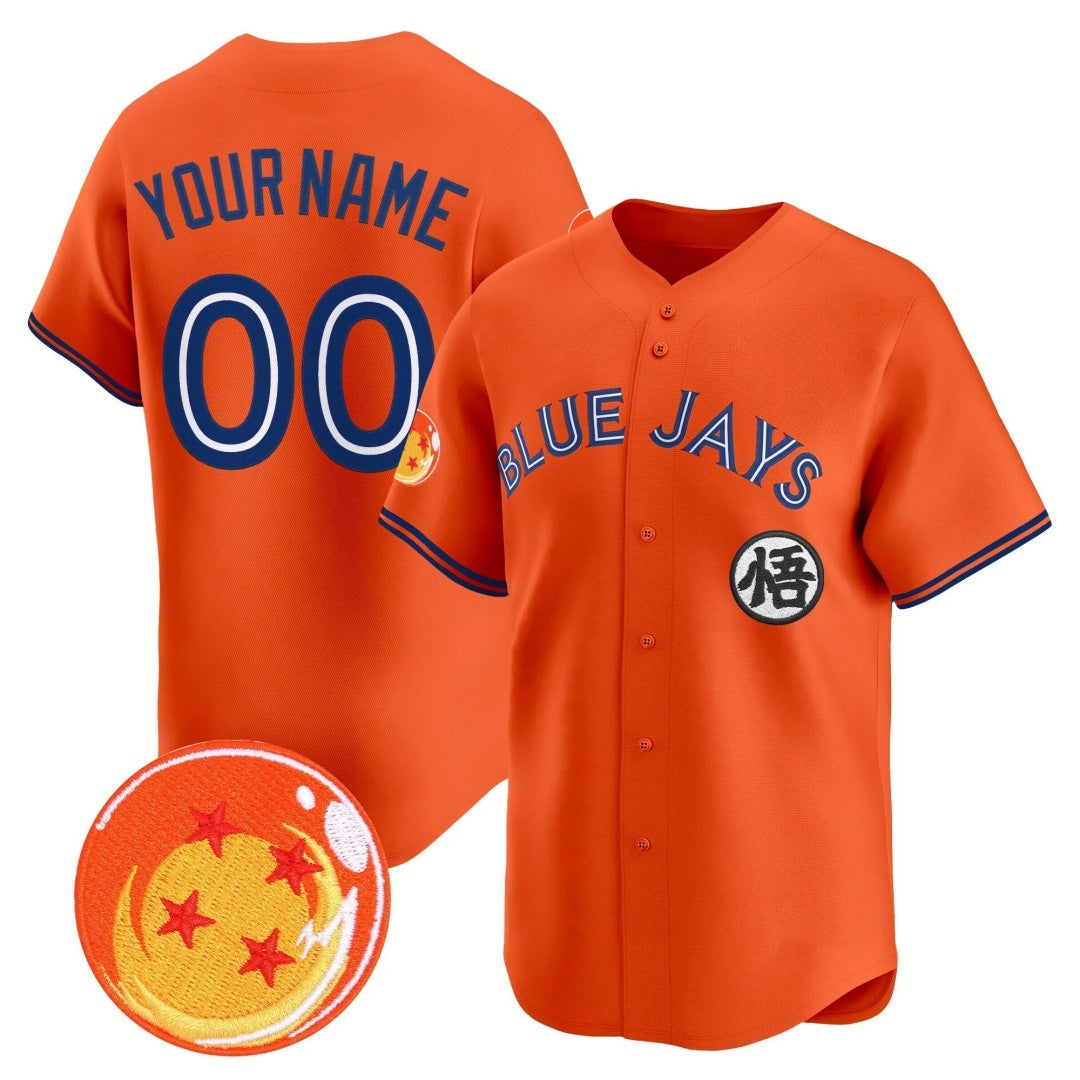 Custom Toronto Blue Jays x Dragon Ball Orange BFRAILEY Vapor Premier Limited Jersey - All Stitched